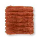 Rust Orange Ribbed Vegan Fur Throw Blanket