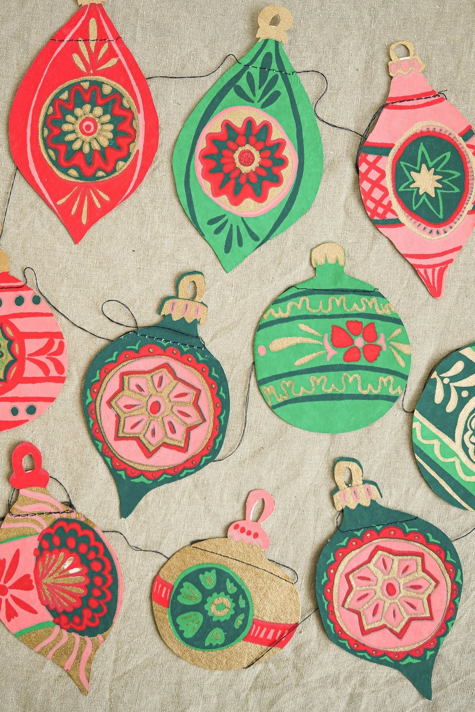 Baubles Sewn Paper Garland | East End Press