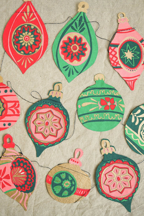 Baubles Sewn Paper Garland | East End Press