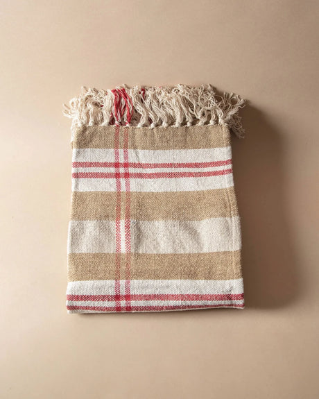 Plaid Recycled Chenille & Cotton Throw Blanket with Fringe