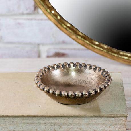 Gold Beaded Aluminum Bowl