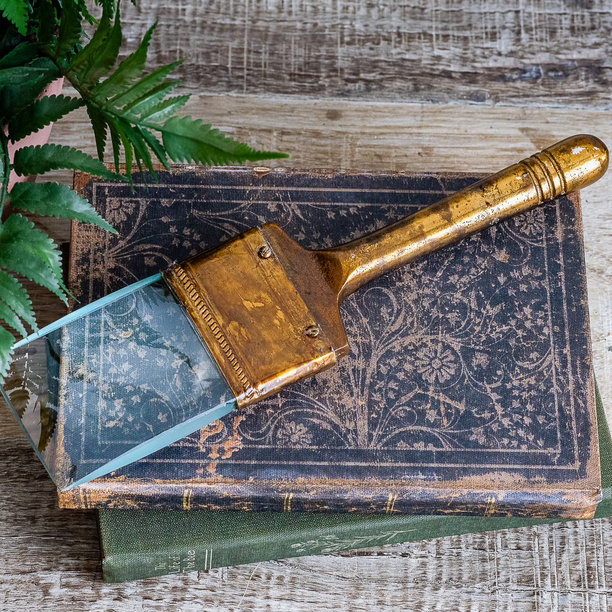 Antique Brass Paintbrush Magnifying Glass