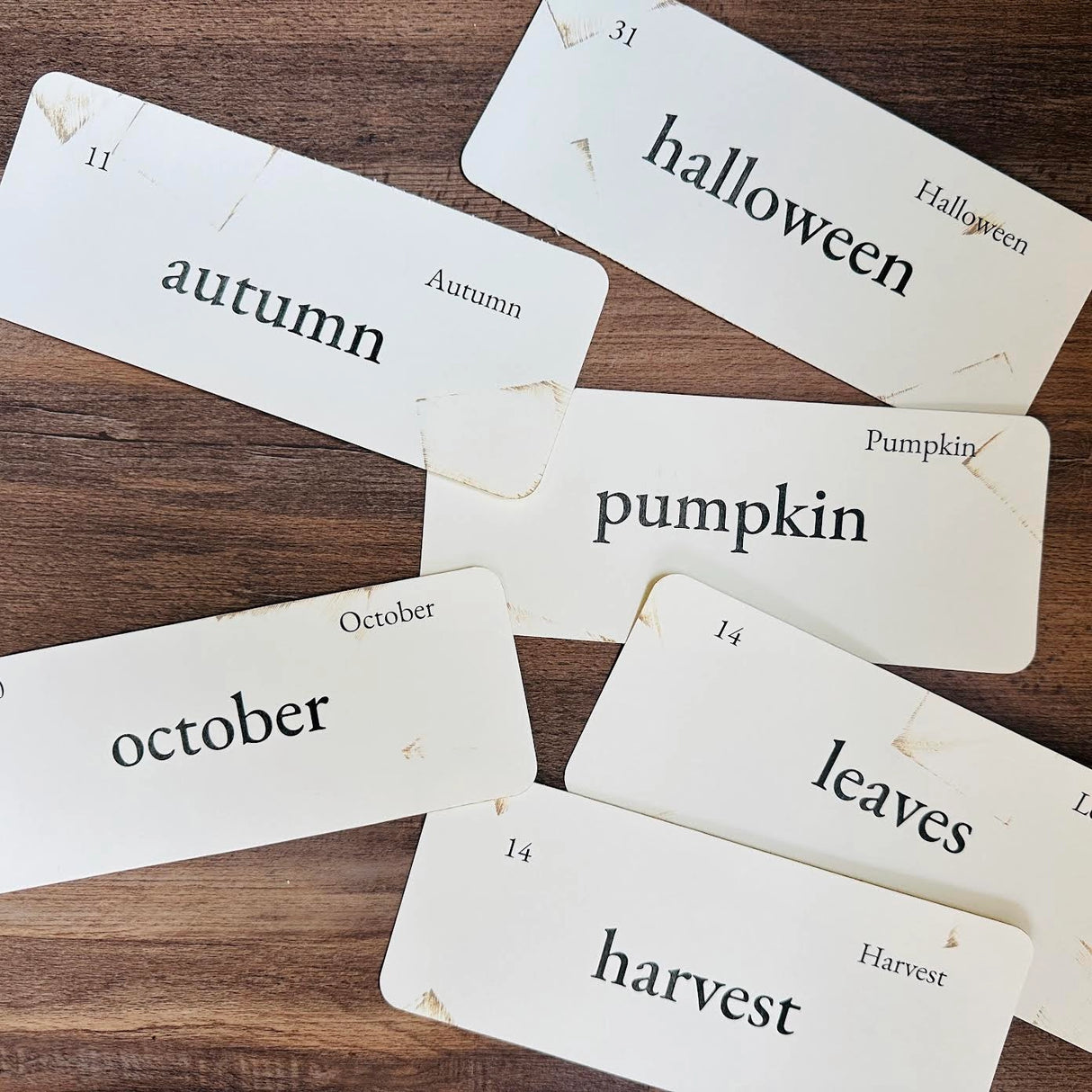 Vintage-Inspired Autumn Flashcards | Set of 6