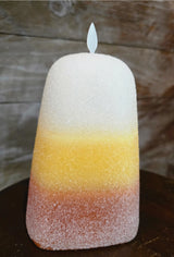 Frosted Candy Corn Moving Flame LED Wax Candle