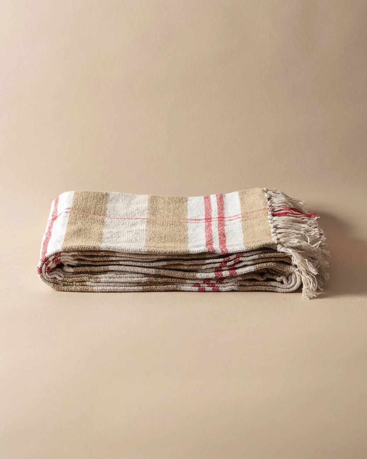 Plaid Recycled Chenille & Cotton Throw Blanket with Fringe