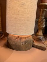 Reclaimed Wood Table Lamp with Cotton Chambray Shade