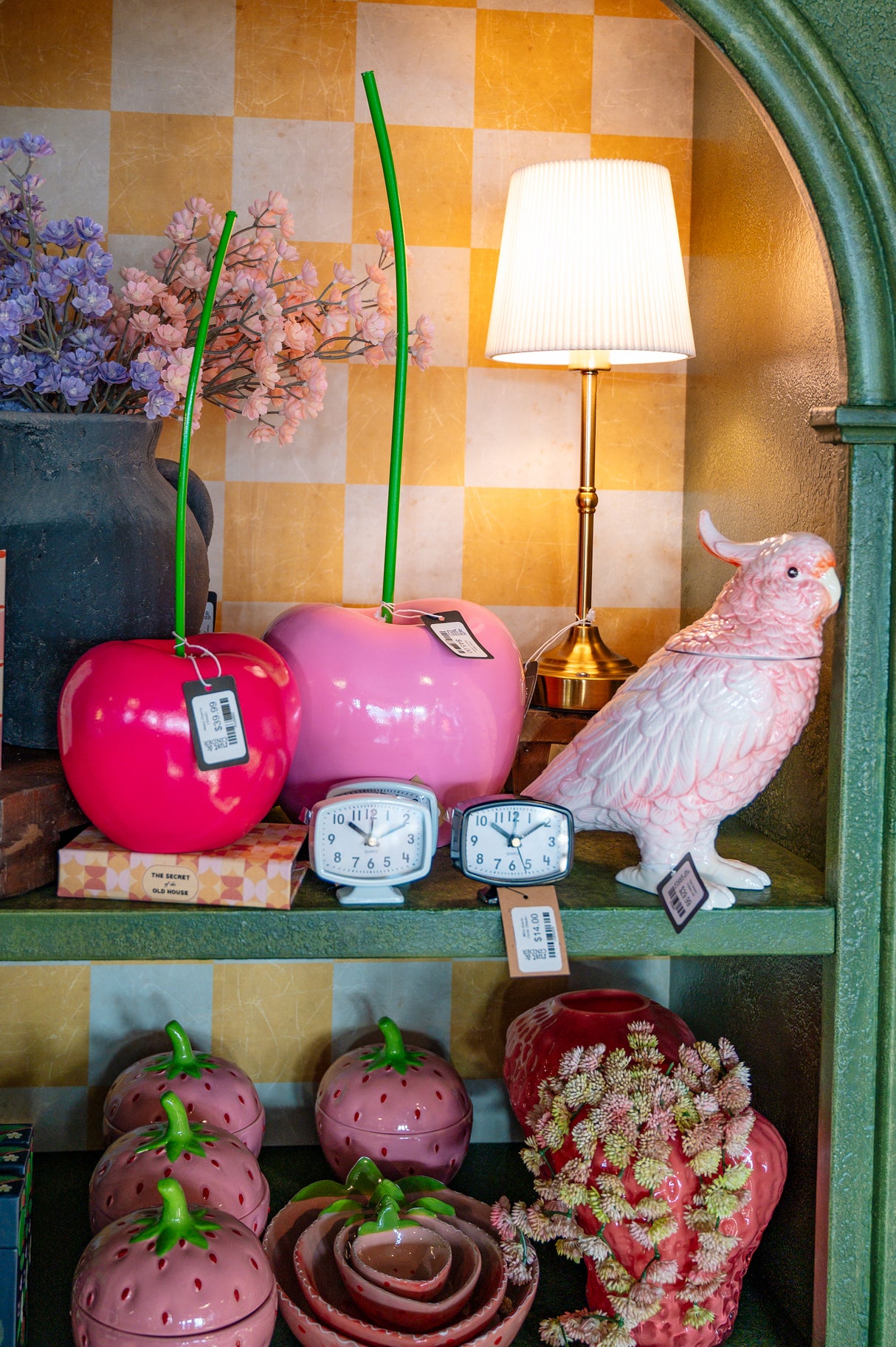 Pink Ceramic Cockatoo Lidded Jar