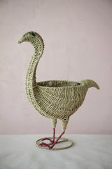 Seagrass & Metal Ostrich Bird Planter
