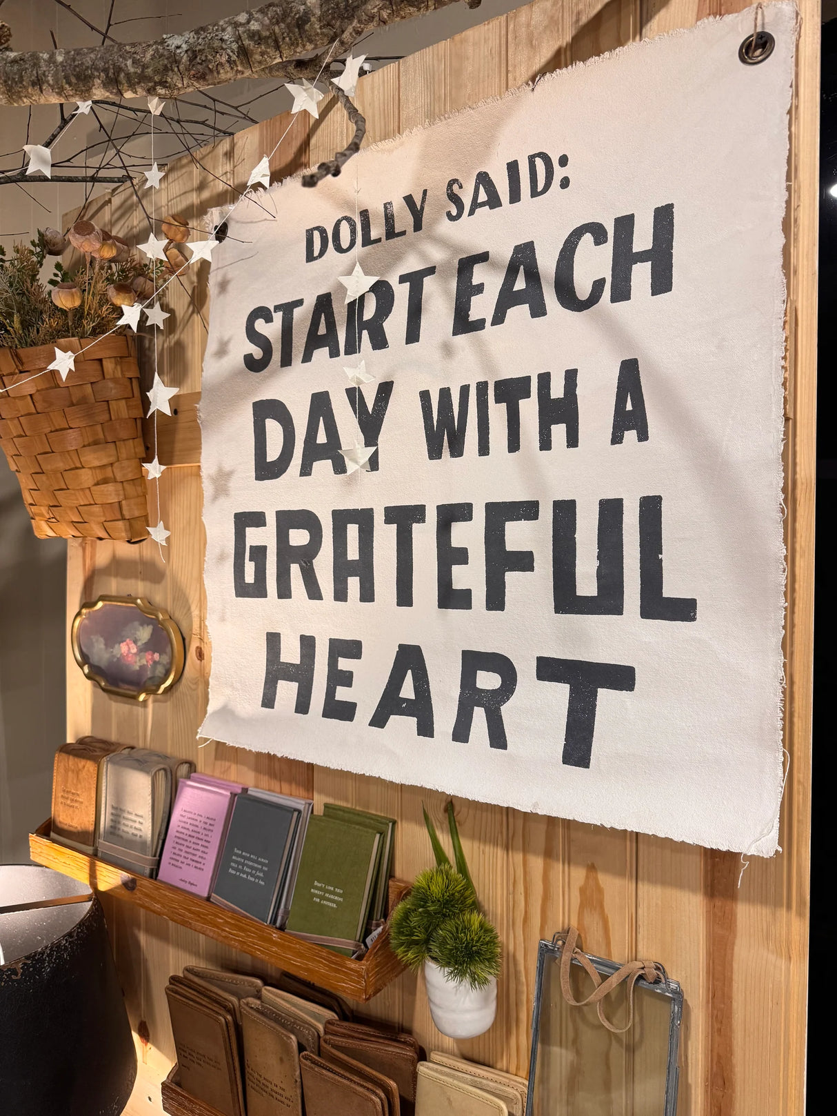 Dolly Said Grateful Heart Painted Wall Tarp