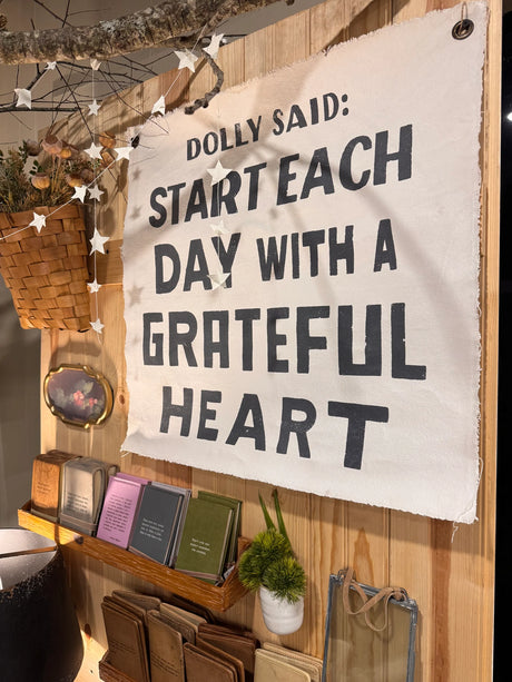 Dolly Said Grateful Heart Painted Wall Tarp