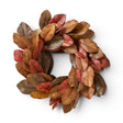 26-inch fall magnolia leaf wreath with rust, burgundy, and brown foliage
