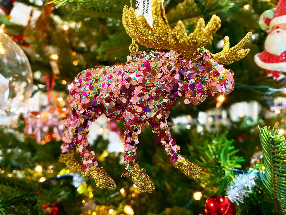 Confetti Rainbow Moose Christmas Ornament