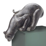 Antique Black Peering Cat Sculpture