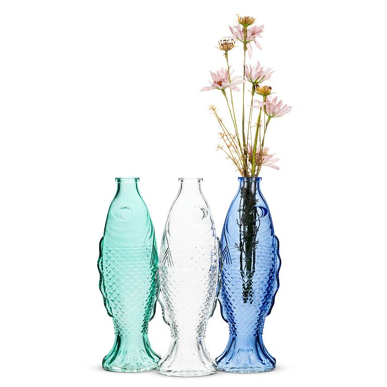 Tall Spouting Fish Glass Vase