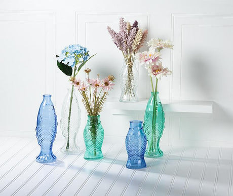 Tall Spouting Fish Glass Vase