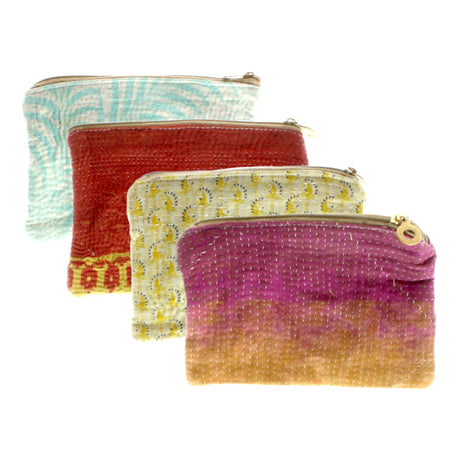 kantha fabric zip pouch by homart