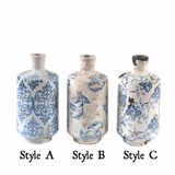 Blue Chinoiserie Distressed Terracotta Vases