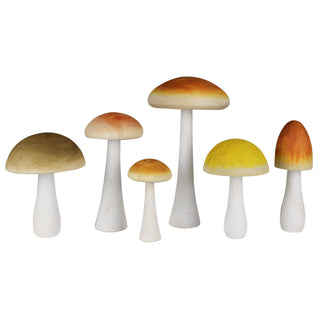 Colorful Hand-Carved Wood Mushrooms