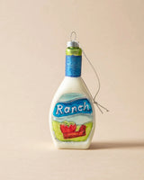 Hand-Painted Glass Ranch Dressing Bottle Ornament with Glitter