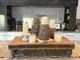 Distressed Brown Resin Pinecone Pillar Candle Holder | 2 Sizes