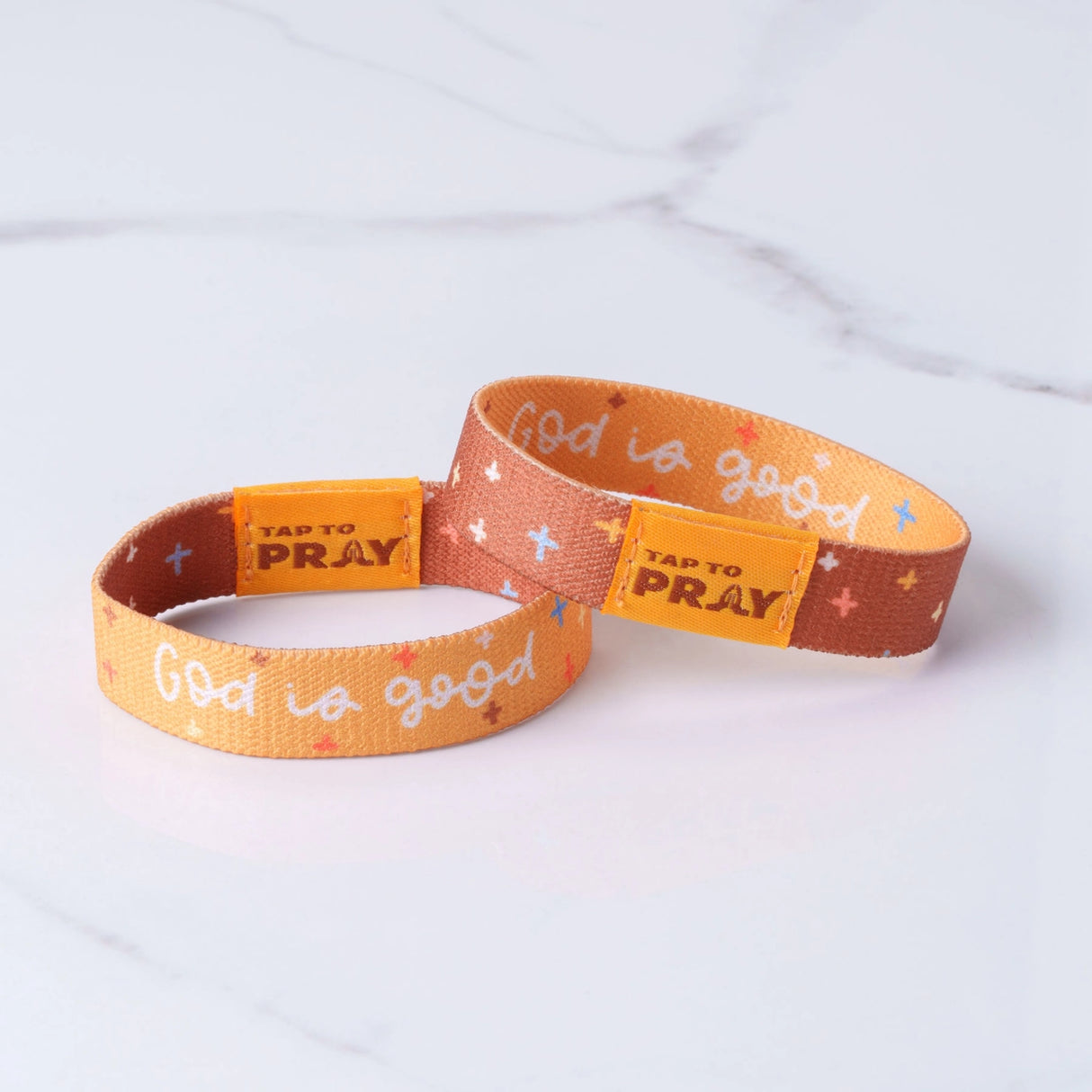 God is Good Orange Tap to Pray Wristband