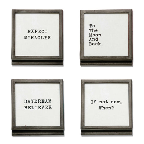 3 inch square gunmetal metal and glass quote frame with easel back