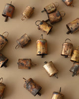 Distressed Gold Metal Bells in Muslin Bag | Set of 24