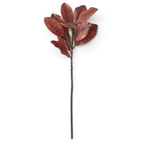 32-inch faux orange magnolia branch with broad rust-colored leaves and a realistic brown stem