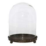 Mirabelle Glass Vitrine Cloche with Rustic Metal Base