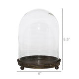 Mirabelle Glass Vitrine Cloche with Rustic Metal Base