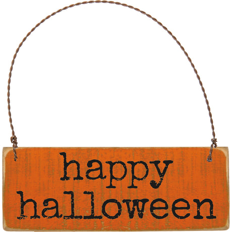 orange happy halloween wood sign ornament