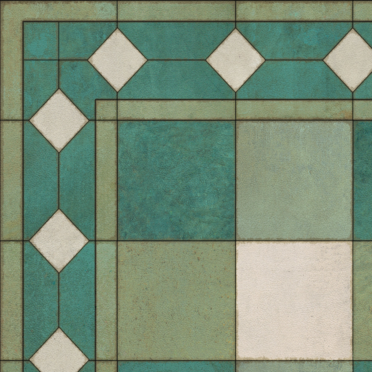 20'' x 30'' Vinyl Floorcloth (Williamsburg – Gingham Tile – Green)