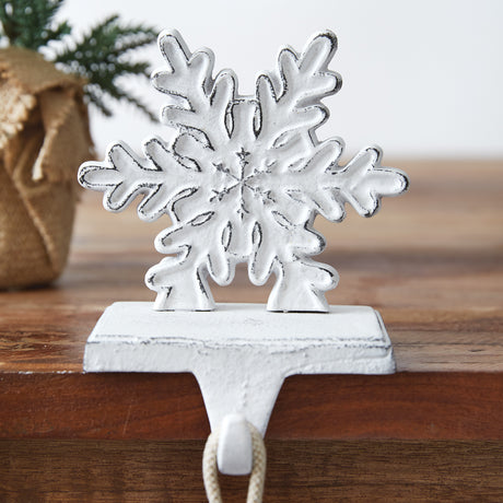Cast Iron White Snowflake Stocking Holder
