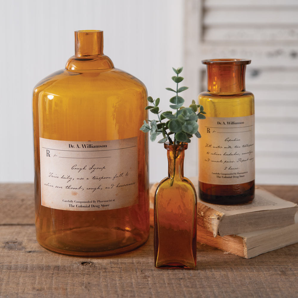 Antique-Inspired Amber Apothecary Bottle