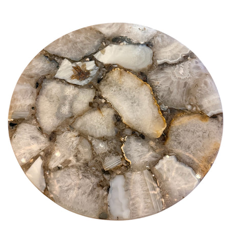 Natural Agate Lazy Susan with Mango Wood Base