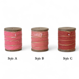 Pink & Red Velvet Ribbon on Wood Spool