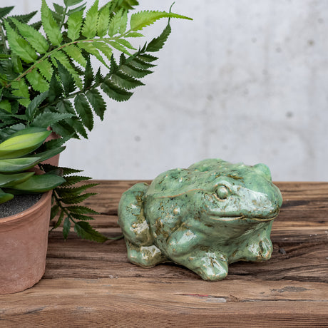 Light Green Ceramic Garden Frog