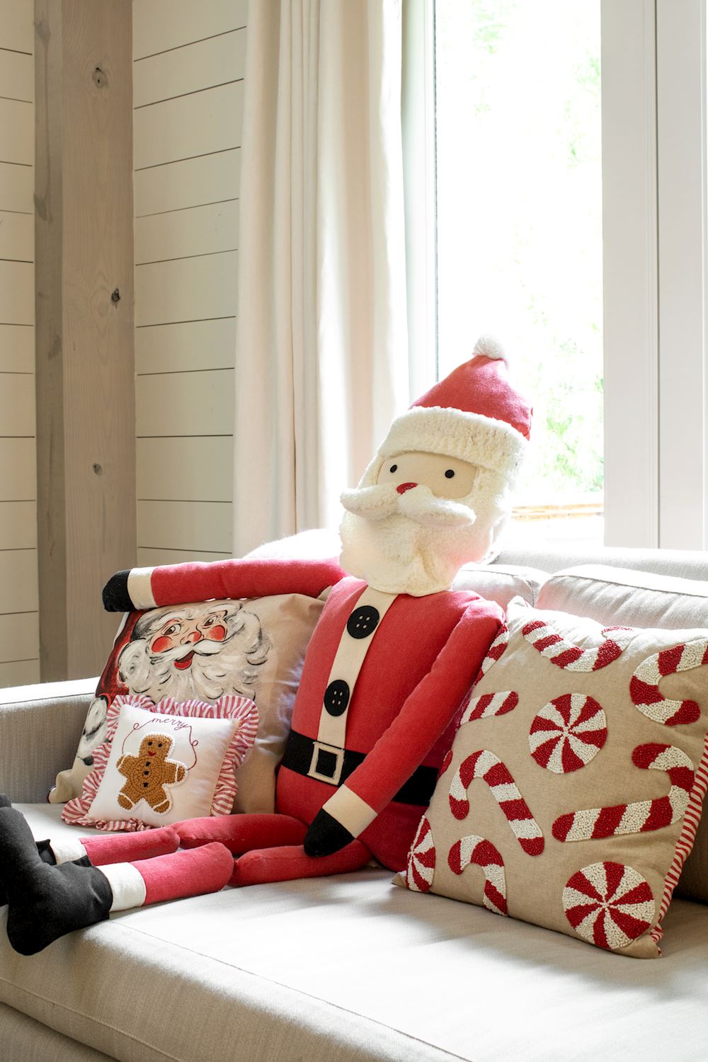 Jumbo Stuffed Santa Sitter with Interactive Sound