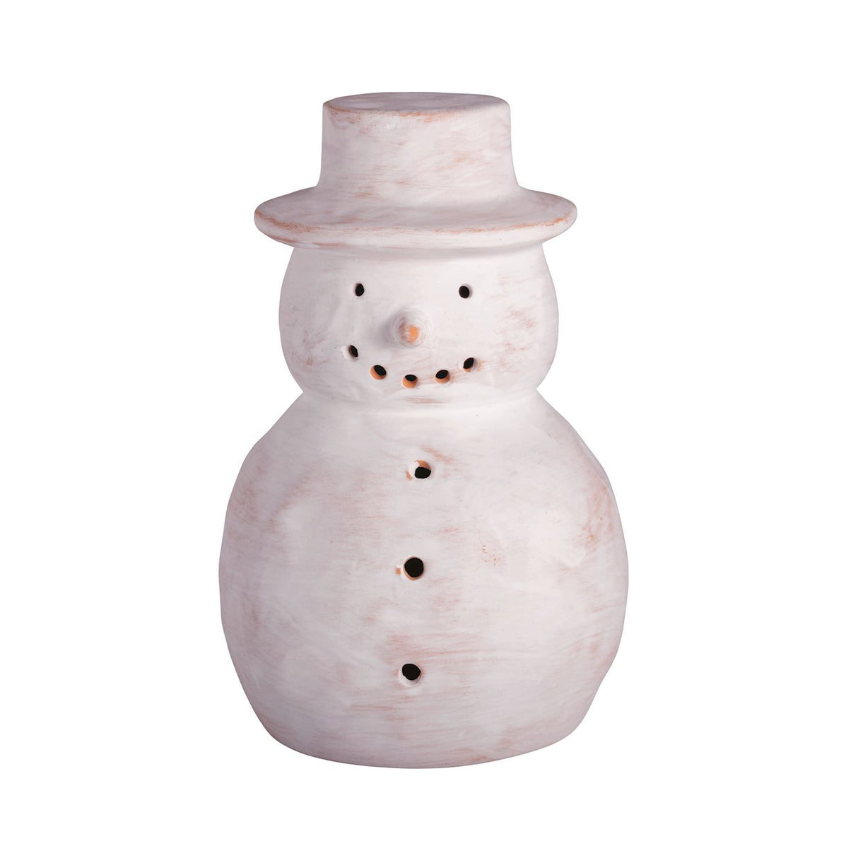 White-Washed Terracotta Snowman Luminaries | 2 Sizes