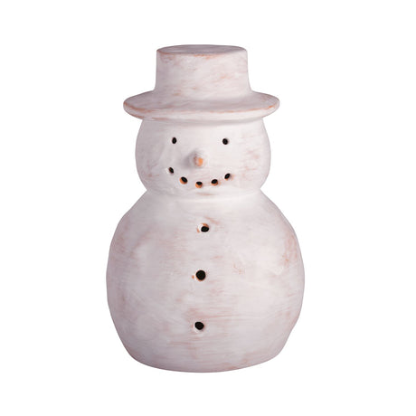 White-Washed Terracotta Snowman Luminaries | 2 Sizes