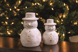 White-Washed Terracotta Snowman Luminaries | 2 Sizes