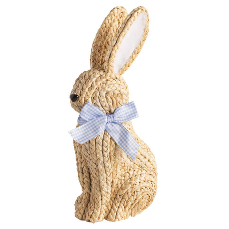 Woven Corn Husk Bunny with Gingham Bow