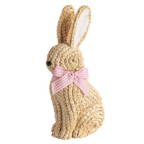 Woven Corn Husk Bunny with Gingham Bow