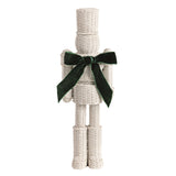 White Resin Wicker Nutcracker with Velvet Bow