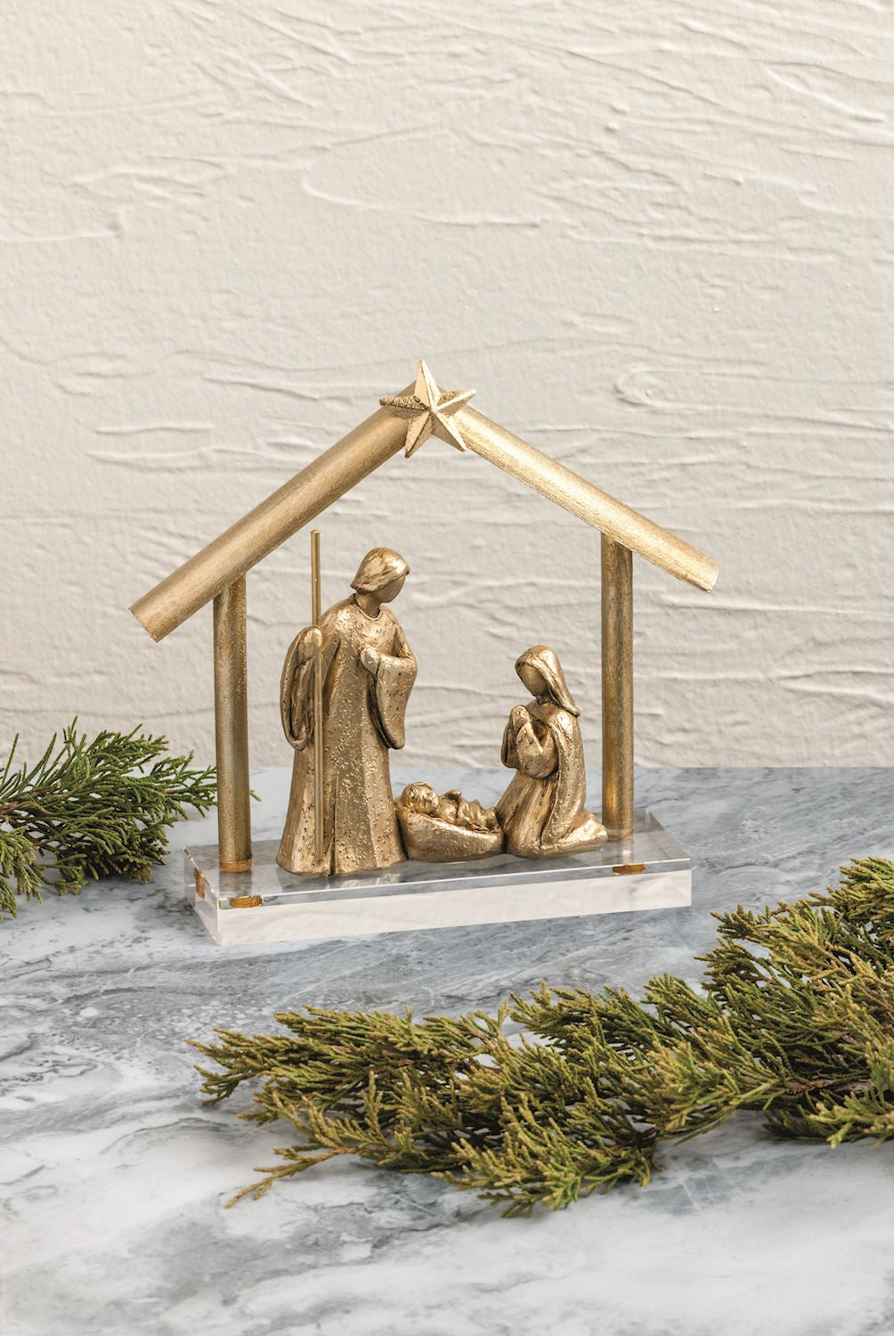 Gold Resin Nativity Display with Acrylic Base