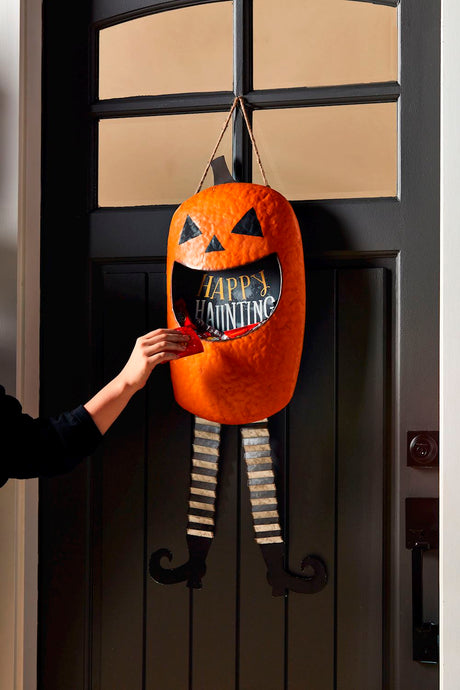 Orange Jack-O-Lantern Pumpkin Candy Door Hanger