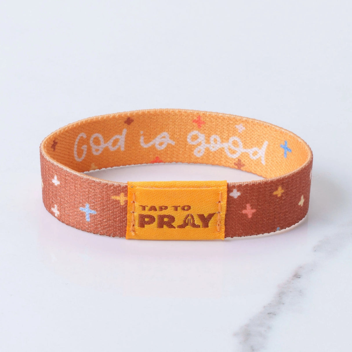 God is Good Orange Tap to Pray Wristband