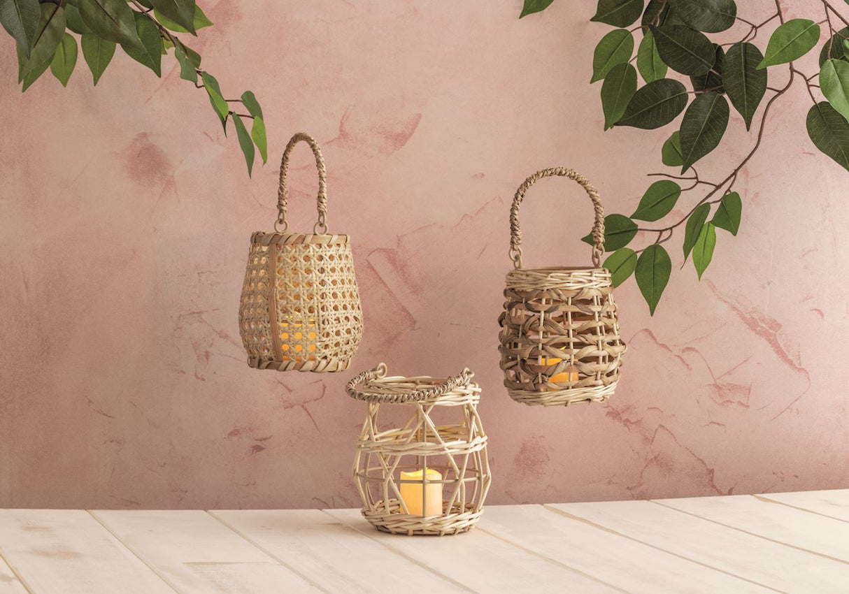 Petite Woven Rattan Lantern Basket