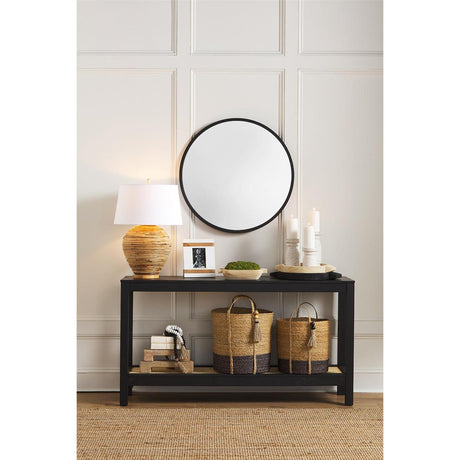 Hand-Painted Paulownia Wood Round Tray with Handles