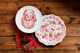 Santa & Toile Ceramic Platter Set